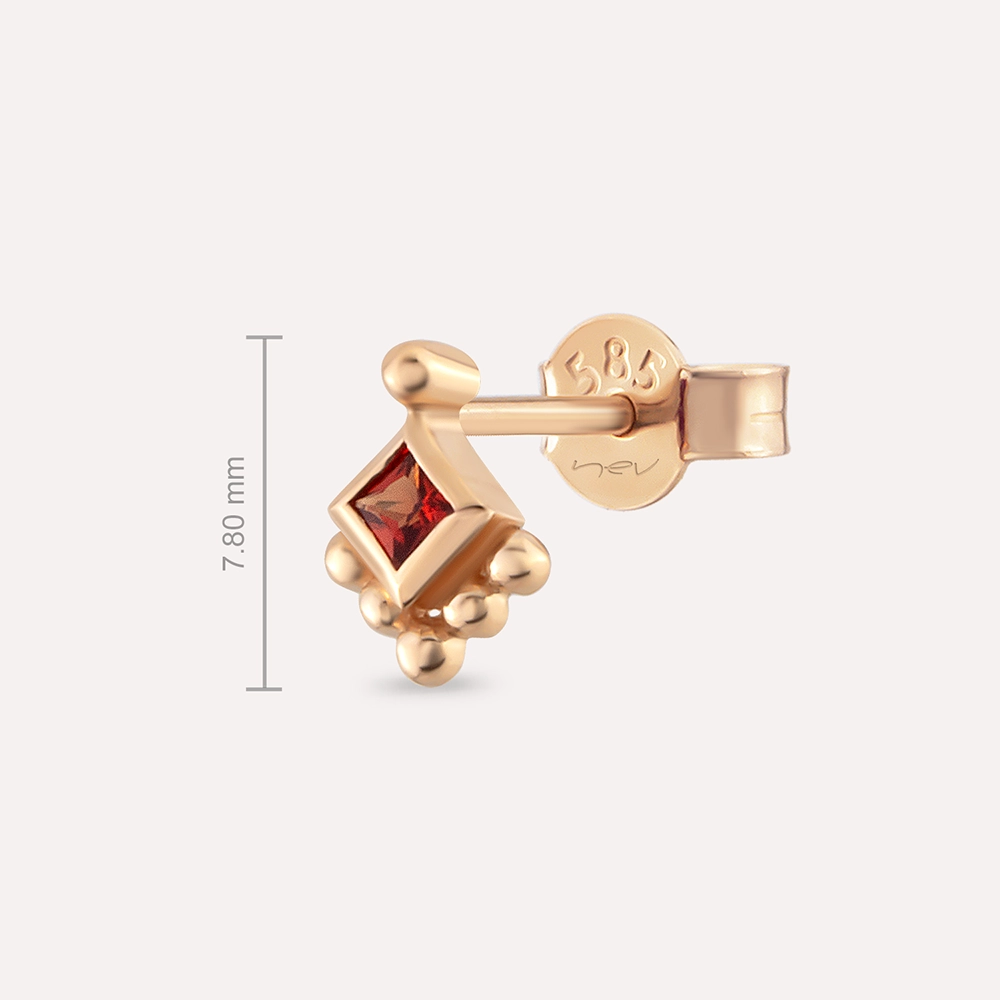 Henna Red Sapphire Rose Gold Single Earring - Nev Jewellery (1)
