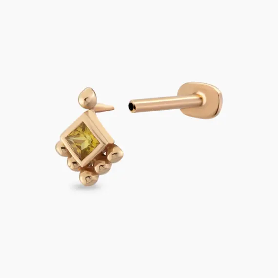 Henna Yellow Sapphire Rose Gold Piercing - 4