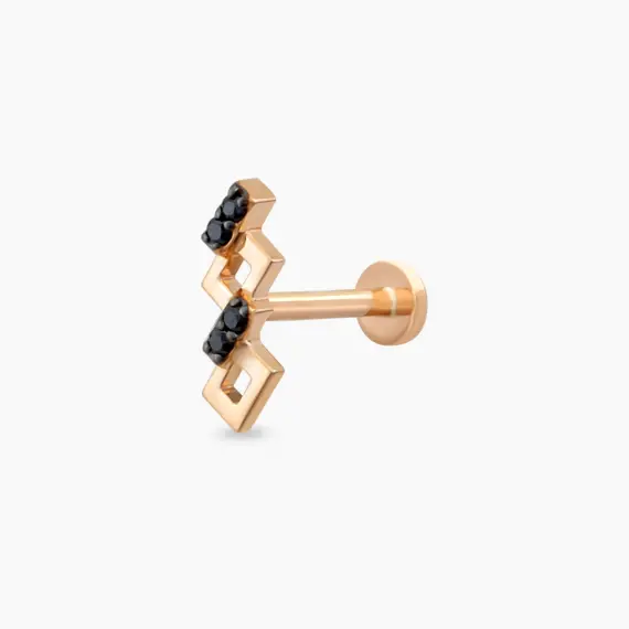 Honeycomb Black Diamond Rose Gold Piercing - 2