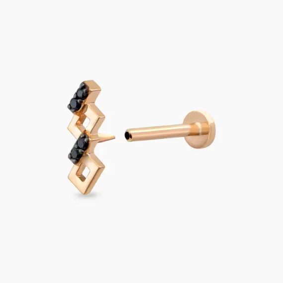 Honeycomb Black Diamond Rose Gold Piercing - 4