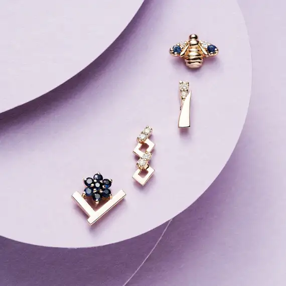 Honeycomb Diamond Rose Gold Piercing - 3