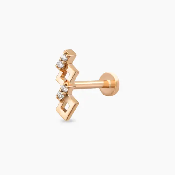 Honeycomb Diamond Rose Gold Piercing - 2