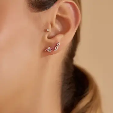 Honeycomb Diamond White Gold Single Earring - Nev Jewellery (1)