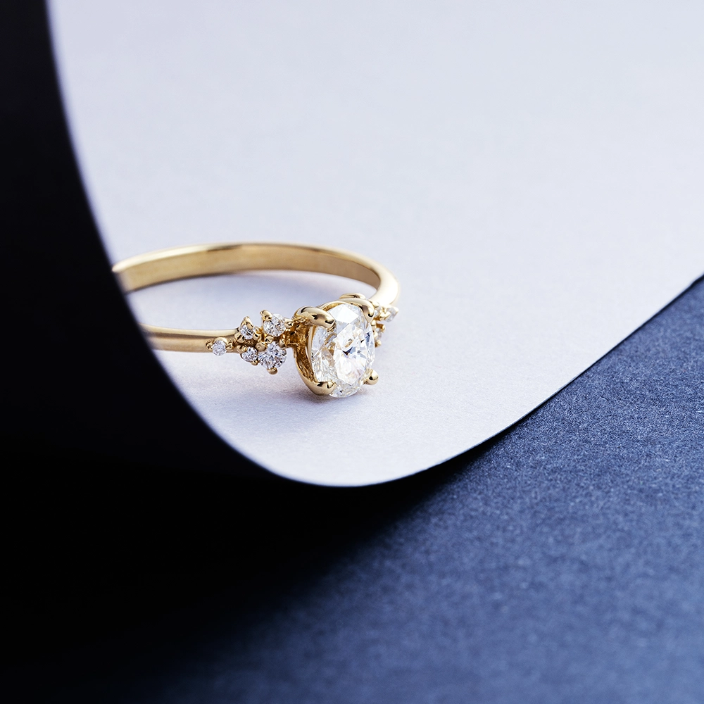 Hope 0.55 CT Oval Cut Diamond Yellow Gold Ring - Nev Jewellery (1)