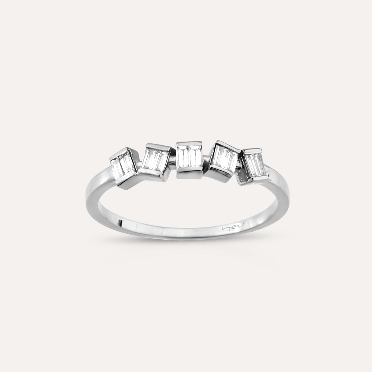 Horus 0.15 CT Baguette Cut Diamond White Gold Ring - Nev Jewellery (1)