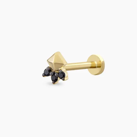 Hydra Black Diamond Yellow Gold Piercing - 2