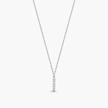 I Letter 0.04 CT Diamond White Gold Necklace - Nev Jewellery (1)