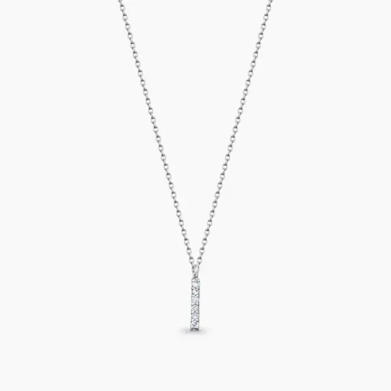 I Letter 0.04 CT Diamond White Gold Necklace - 1