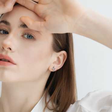 Enif Baget Pırlanta Taşlı Beyaz Altın Küpe - Nev Jewellery (1)