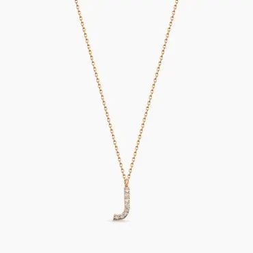 J Letter 0.05 CT Diamond Rose Gold Necklace - Nev Jewellery (1)