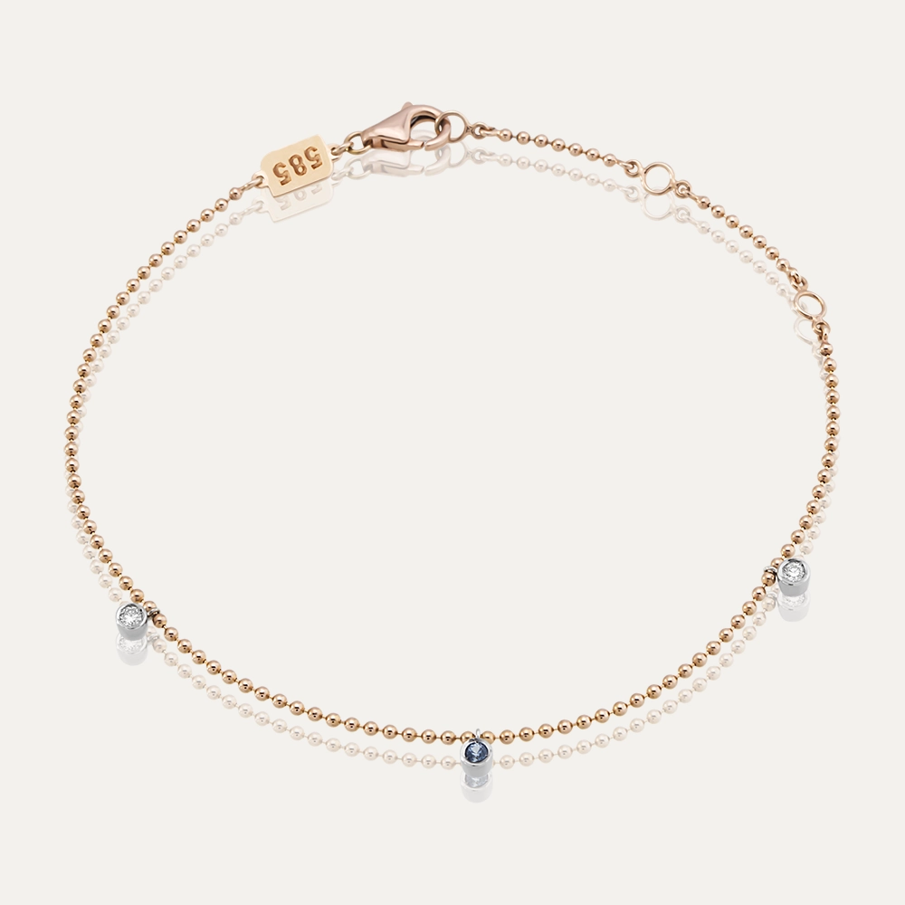 Jane 0.06 CT Diamond and Sapphire Rose Gold Bracelet - Nev Jewellery (1)