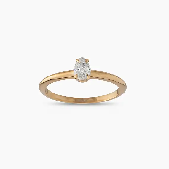 Janet 0.30 CT Pear Cut Diamond Rose Gold Solitaire Ring - 2