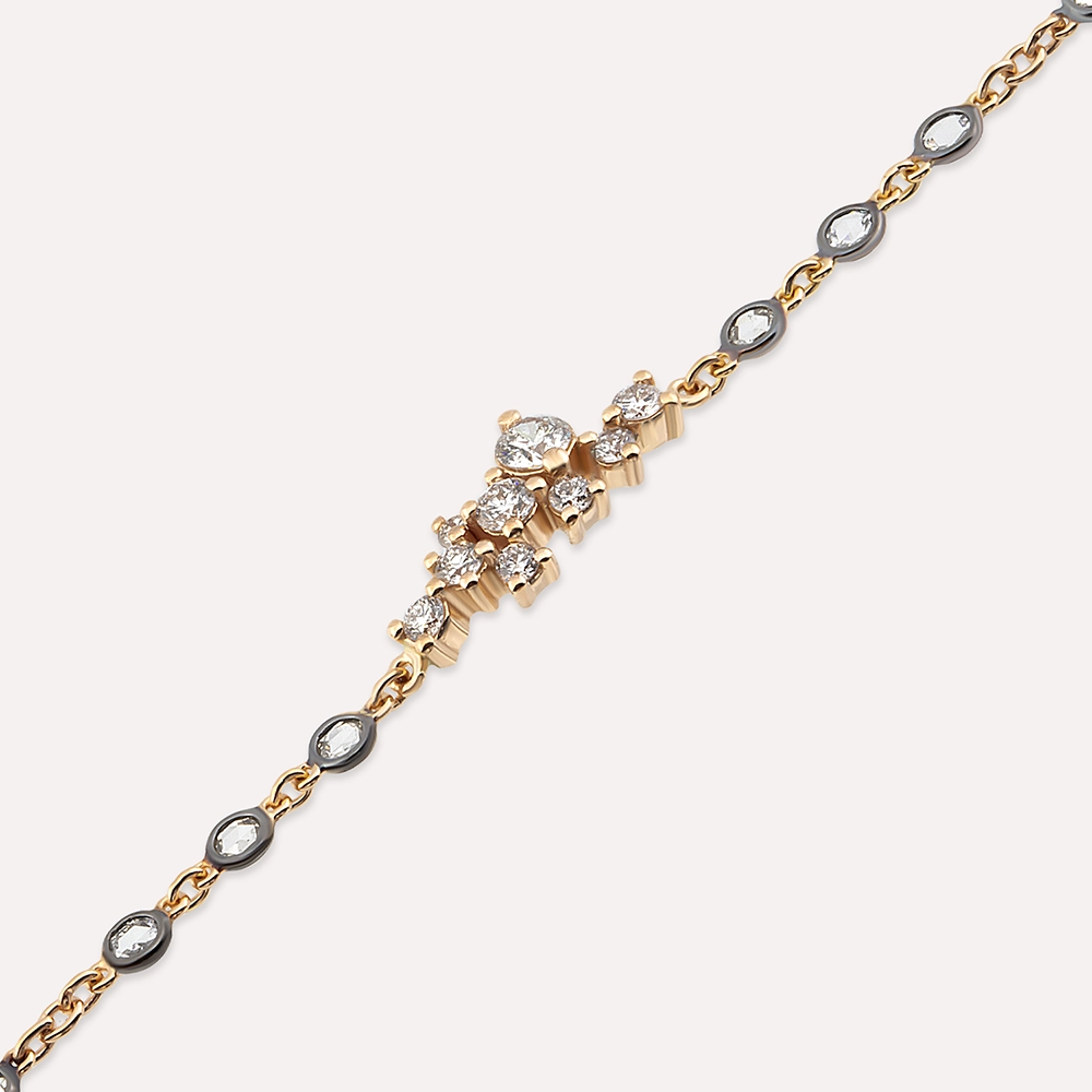Jasmine 0.50 CT Rose Cut Diamond and Diamond Rose Gold Bracelet - 3