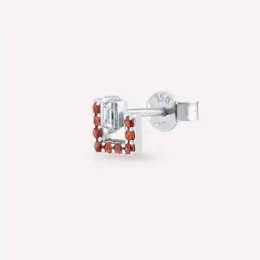 Jill Baguette Cut Diamond and Multicolor Sapphire White Gold Single Earring - Nev Jewellery (1)