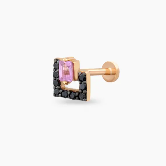 Jill Black Diamond and Pink Sapphire Rose Gold Piercing - 2