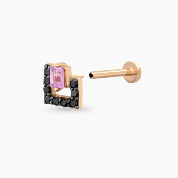 Jill Black Diamond and Pink Sapphire Rose Gold Piercing - 4