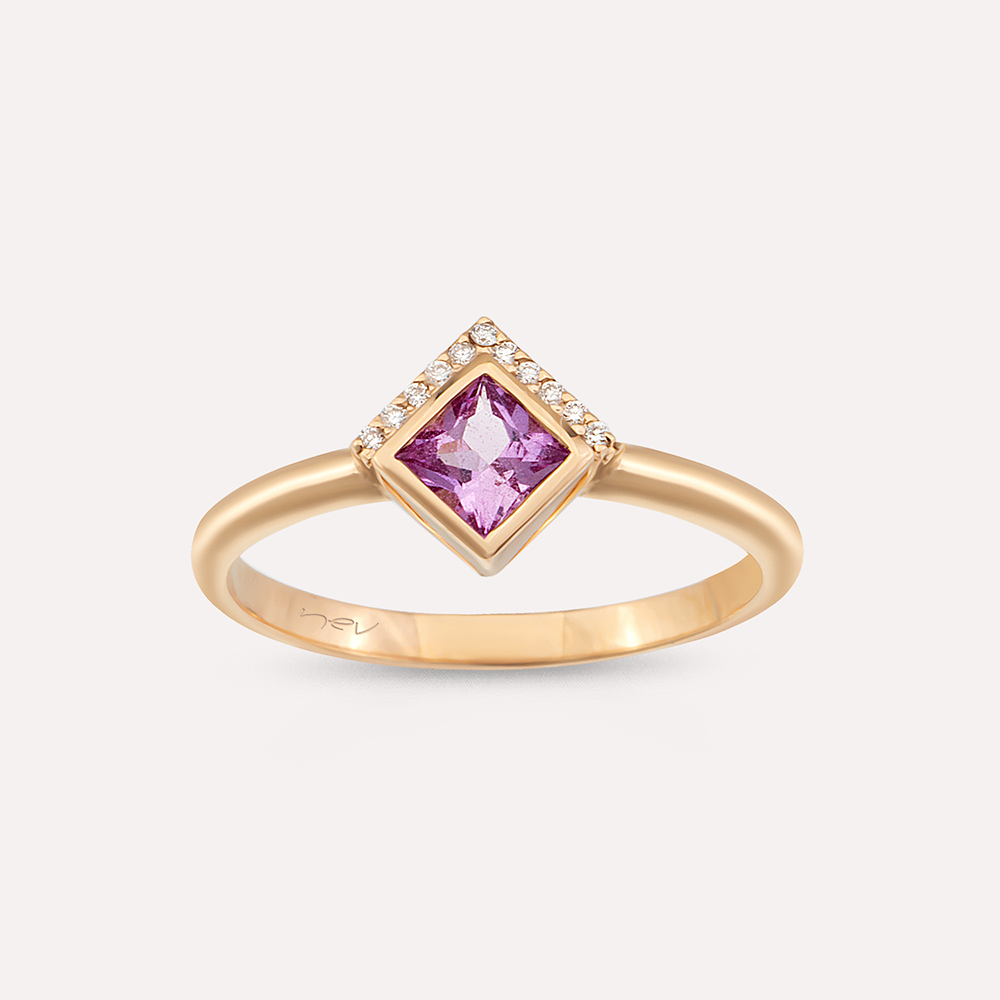 Jules 0.44 CT Pink Sapphire and Diamond Rose Gold Ring - 3