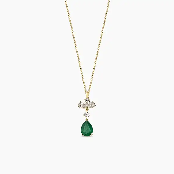 Julia 1.47 CT Emerald and Diamond Yellow Gold Necklace - 2