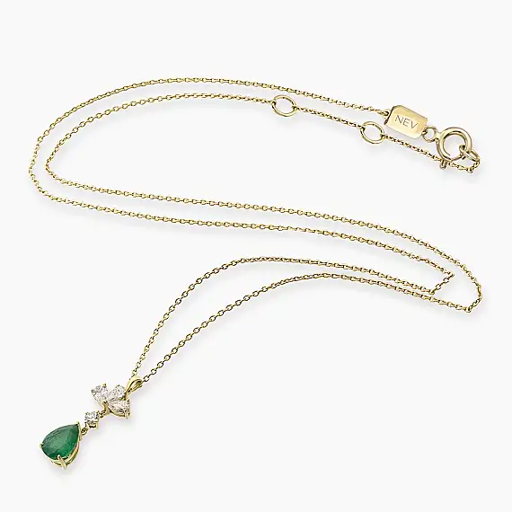 Julia 1.47 CT Emerald and Diamond Yellow Gold Necklace - 3
