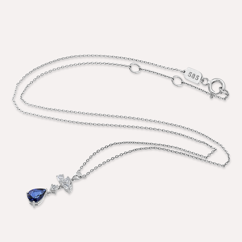 Julia 1.66 CT Sapphire and Diamond White Gold Necklace - 3