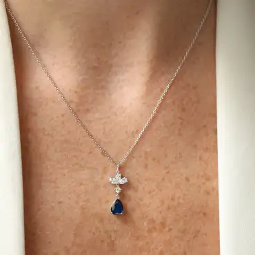 Julia 1.66 CT Sapphire and Diamond White Gold Necklace - Nev Jewellery (1)