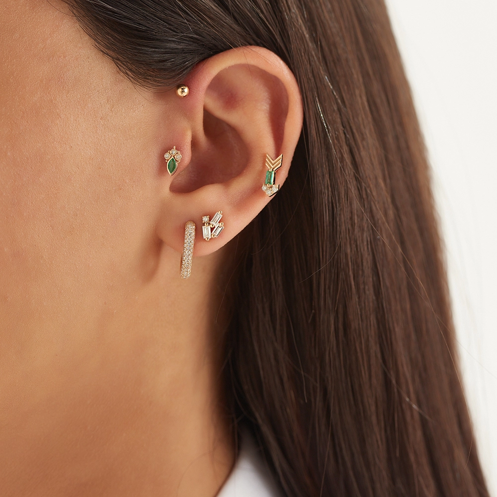 Kai Marquise Cut Emerald and Diamond Rose Gold Piercing - Nev Jewellery (1)