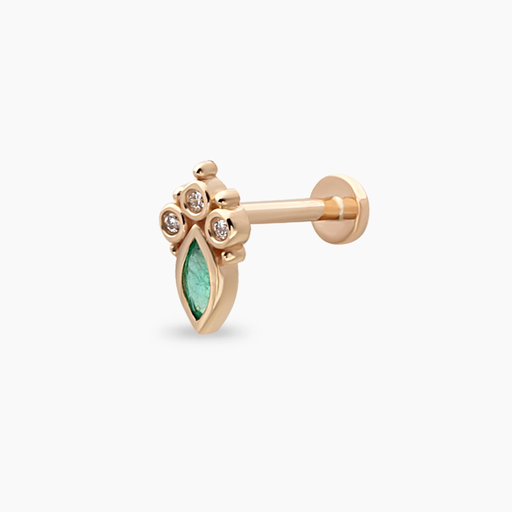Kai Marquise Cut Emerald and Diamond Rose Gold Piercing - 1