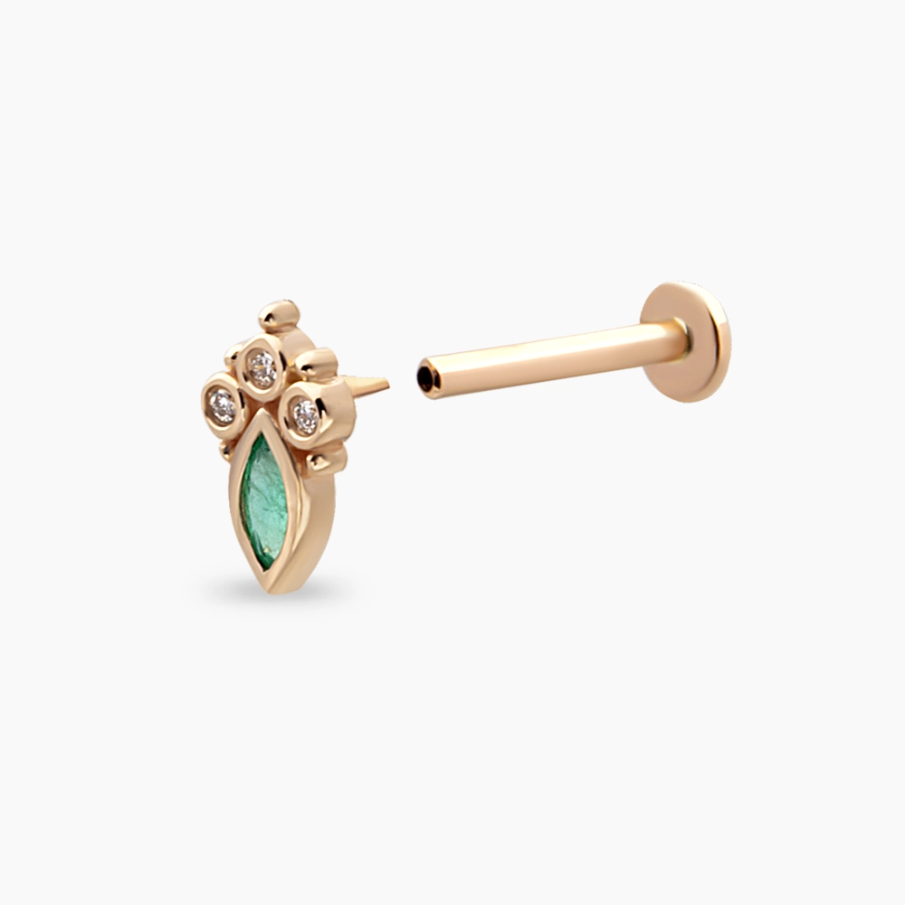 Kai Marquise Cut Emerald and Diamond Rose Gold Piercing - 4
