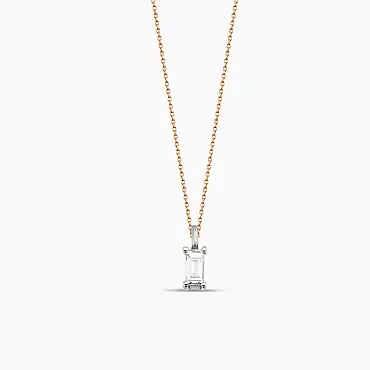 Kerr 0.03 CT Baguette Cut Diamond Rose Gold Pendant - Nev Jewellery (1)