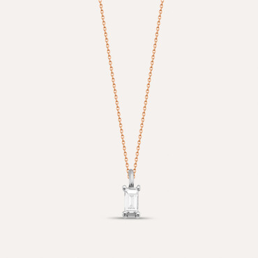 Kerr 0.03 CT Baguette Cut Diamond Rose Gold Pendant - Nev Jewellery