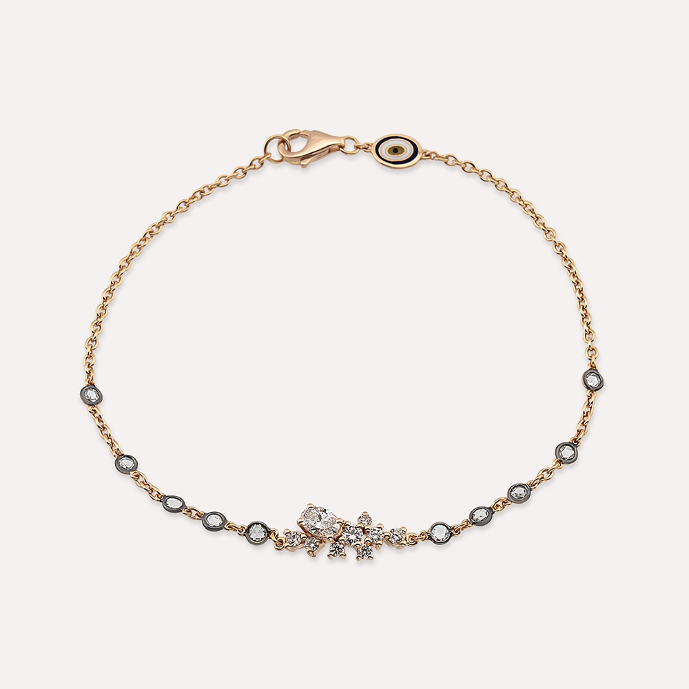 Kleio 0.61 CT Diamond and Rose Cut Diamond Rose Gold Bracelet - Nev Jewellery (1)