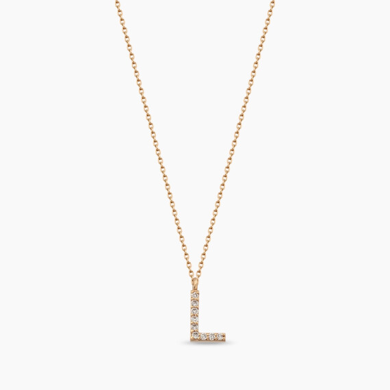 L Letter 0.07 CT Diamond Rose Gold Neckalce - Nev Jewellery