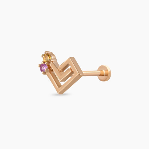 Labyrinth Multicolor Sapphire Rose Gold Piercing - Nev Jewellery