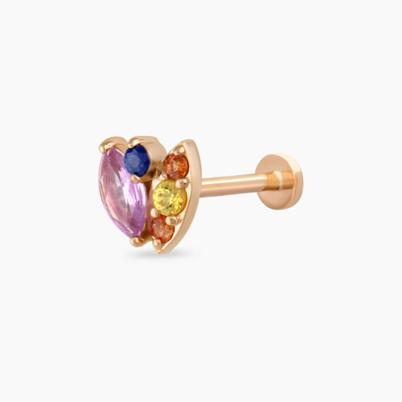 Laurel Multicolor Sapphire Rose Gold Piercing - Nev Jewellery