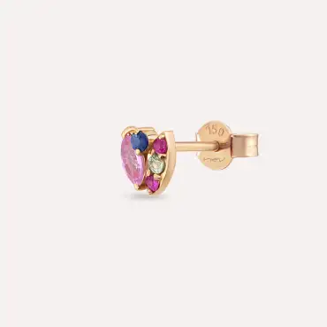 Laurel Multicolor Sapphire Rose Gold Single Earring - Nev Jewellery (1)