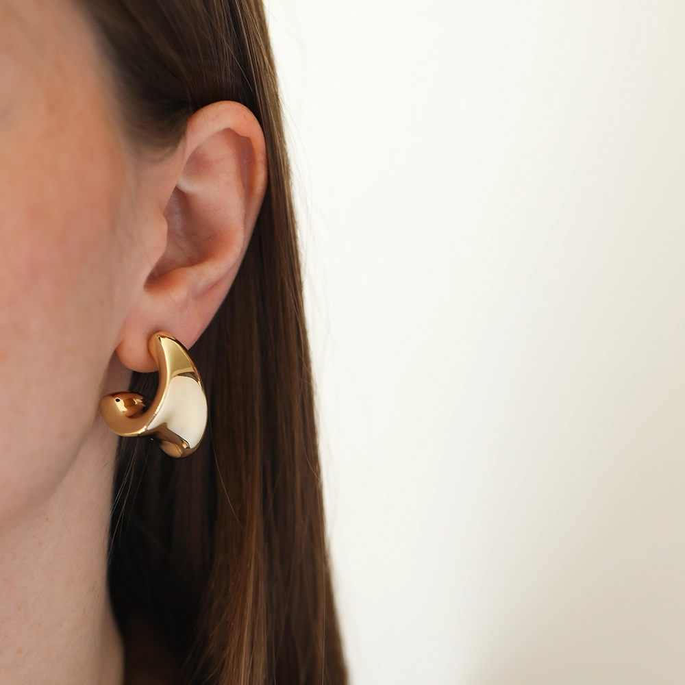 Lava Yellow Gold Italian Earring - Nev Jewellery (1)