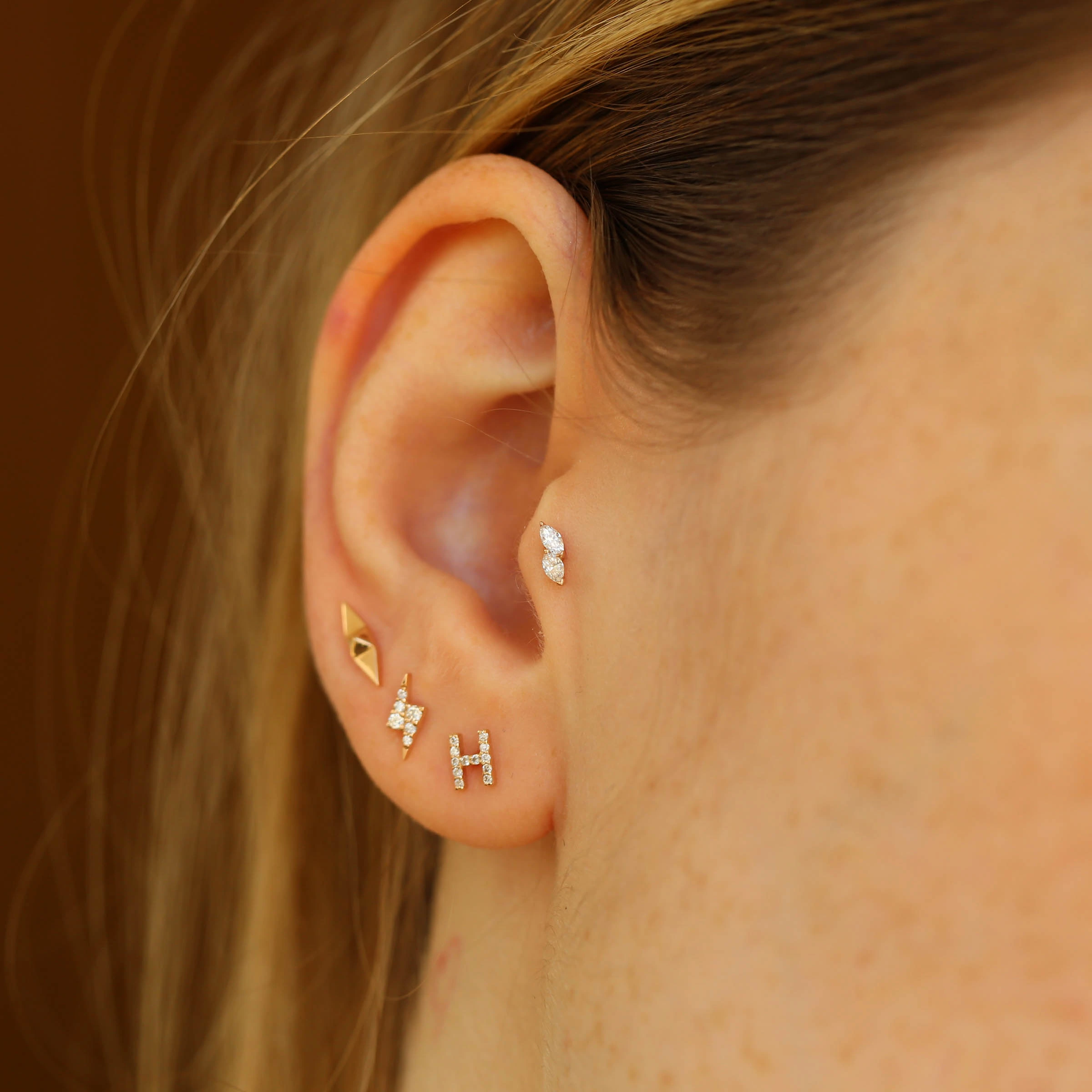 Leaf Marquise Cut Diamond Rose Gold Piercing - Nev Jewellery (1)