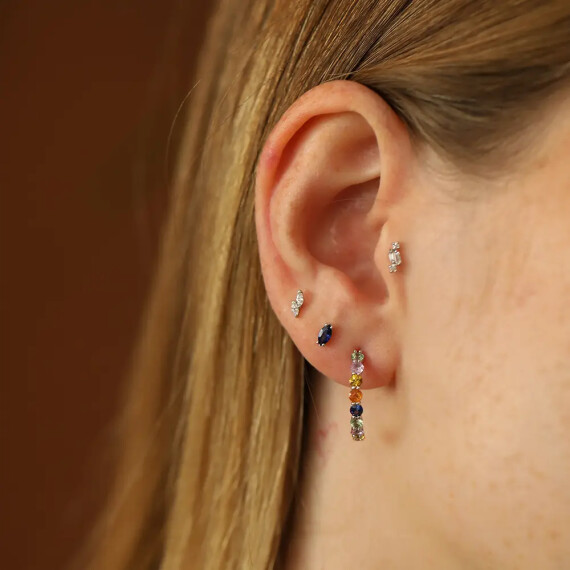 Leaf Marquise Cut Diamond White Gold Single Earring - Nev Jewellery