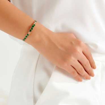 Lepton 0.15 CT Diamond and Green Enamel Bracelet - Nev Jewellery (1)