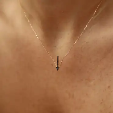 Levy Black Diamond Rose Gold Necklace - Nev Jewellery (1)
