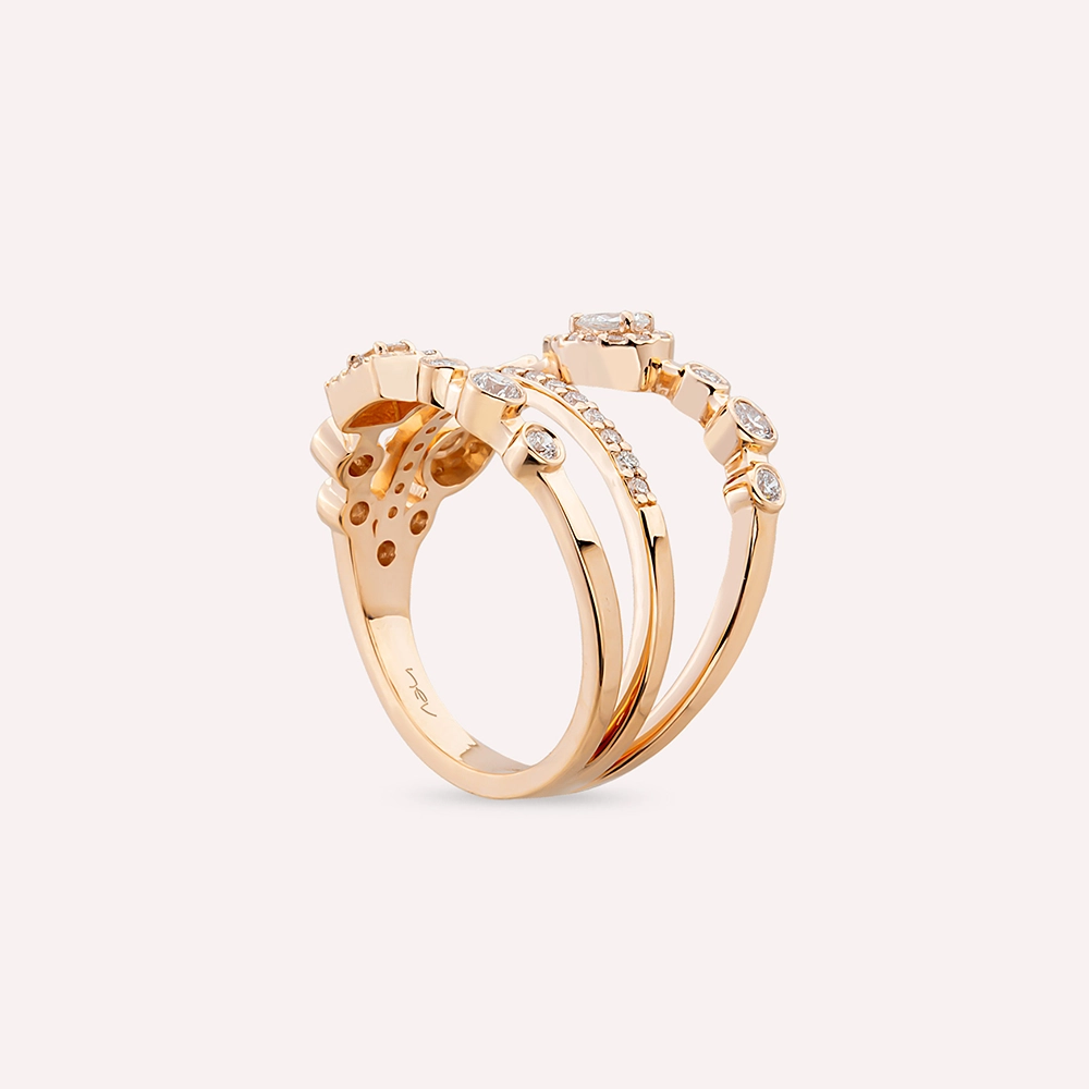 Lia 0.67 CT Pear and Baguette Cut Diamond Rose Gold Ring - 6