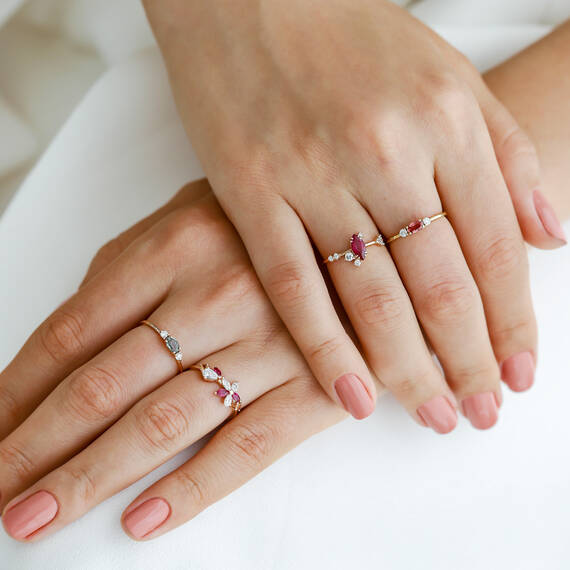 Lilia Multicolor Sapphire, Ruby and Diamond Rose Gold Ring - 3