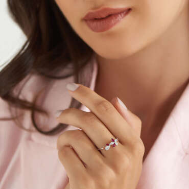 Lilia Multicolor Sapphire, Ruby and Diamond White Gold Ring - Nev Jewellery (1)