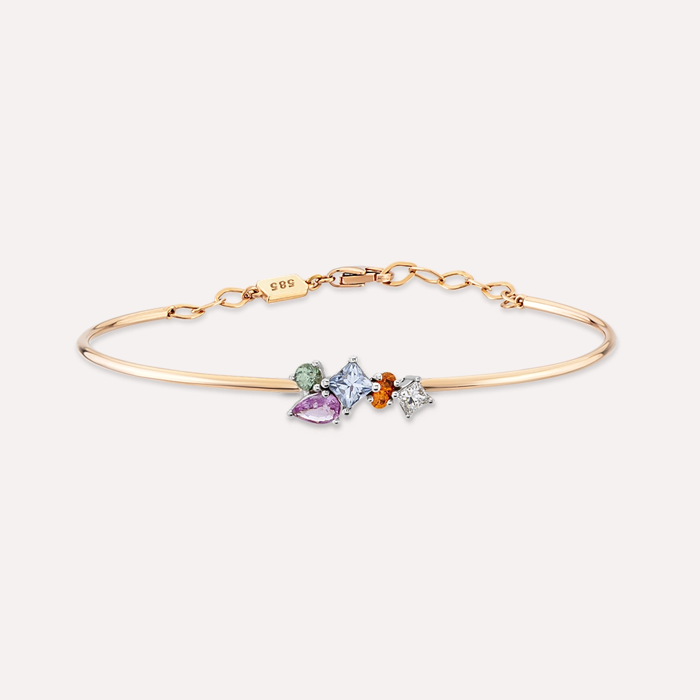Lily 0.82 CT Multicolor Sapphire and Diamond Rose Gold Bracelet - Nev Jewellery (1)
