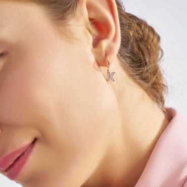 Lily Enamel and Diamond K Letter Single Dangling Earring - Nev Jewellery (1)
