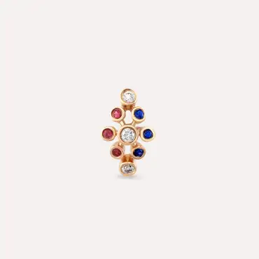 Lindi 0.14 CT Multicolor Sapphire and Diamond Rose Gold Single Earring - Nev Jewellery (1)