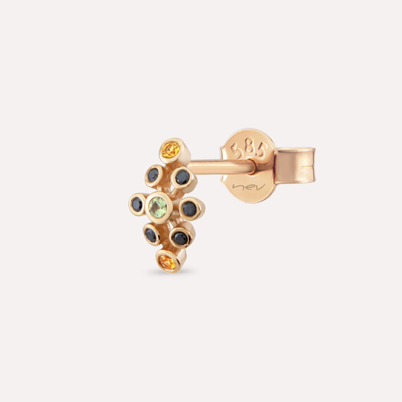 Lindi Black Diamond and Multicolor Sapphire Rose Gold Earring - Nev Jewellery