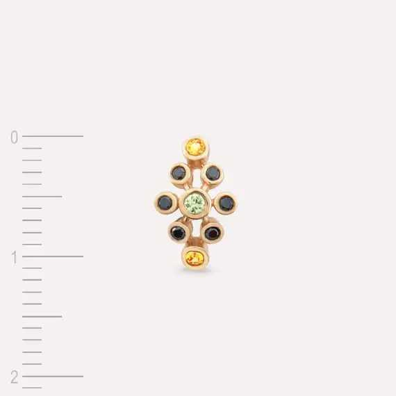 Lindi Black Diamond and Multicolor Sapphire Rose Gold Earring - 4