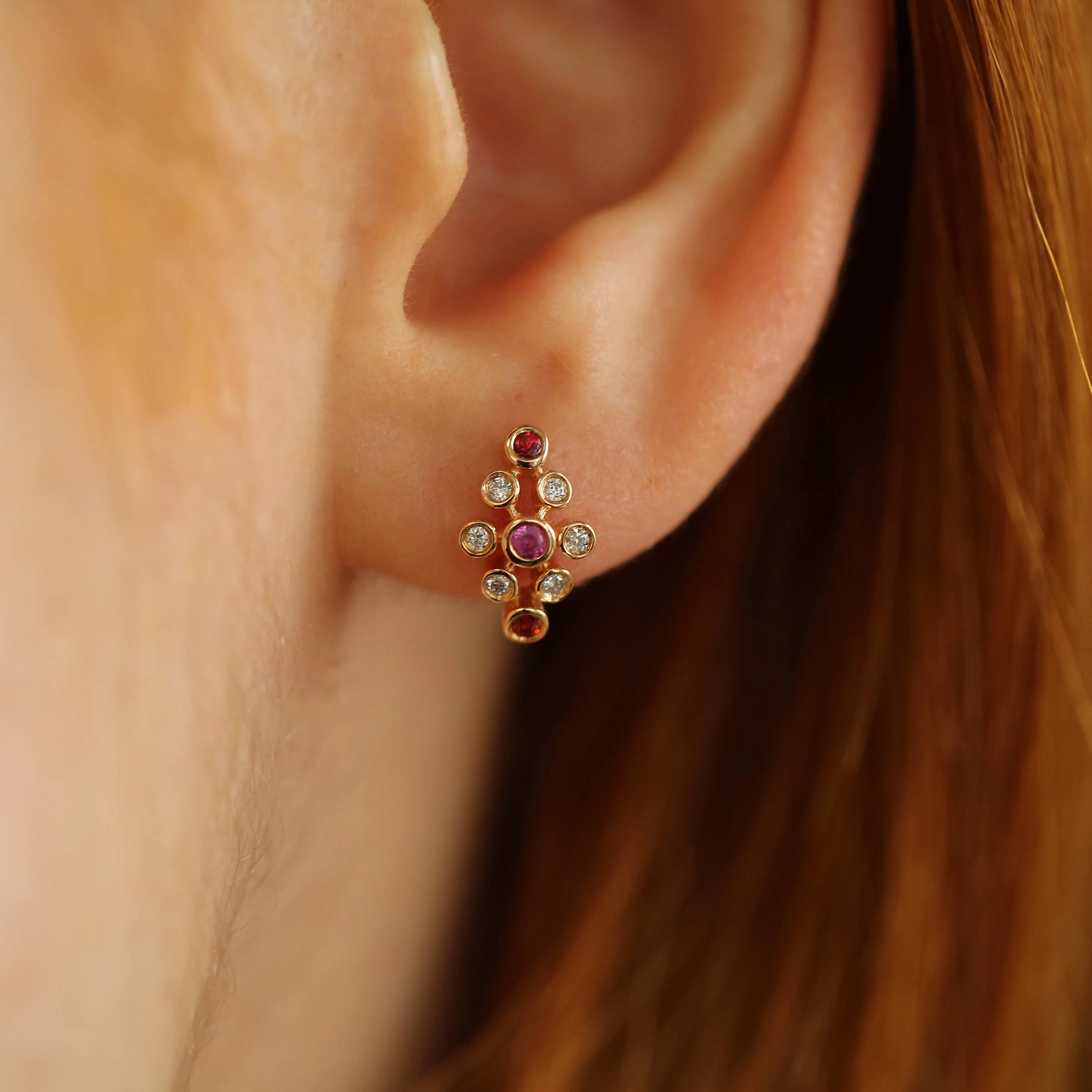 Lindi Diamond and Multicolor Sapphire Rose Gold Earring - Nev Jewellery (1)