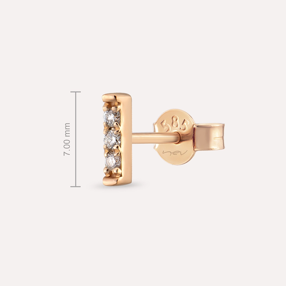 Line Diamond Rose Gold Single Earring - 3